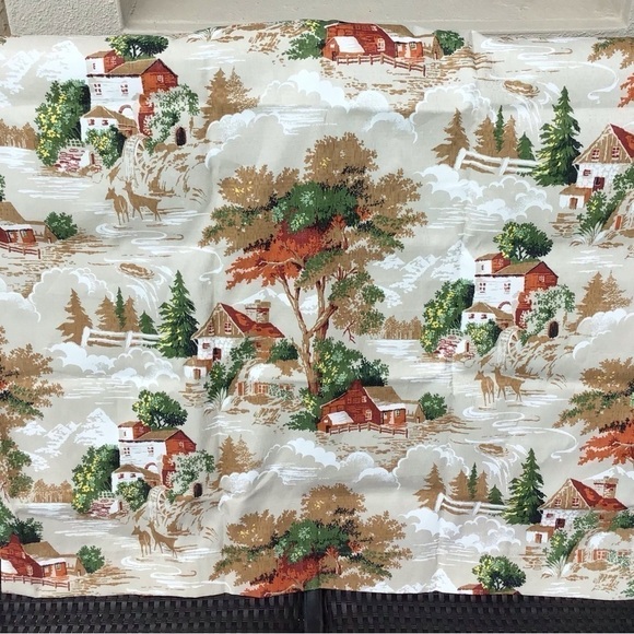 SET OF 2 Farm Rustic Look Vinyl Rod Pocket Curtain Panels 35x33.5 Cabin Vintage - Picture 5 of 12